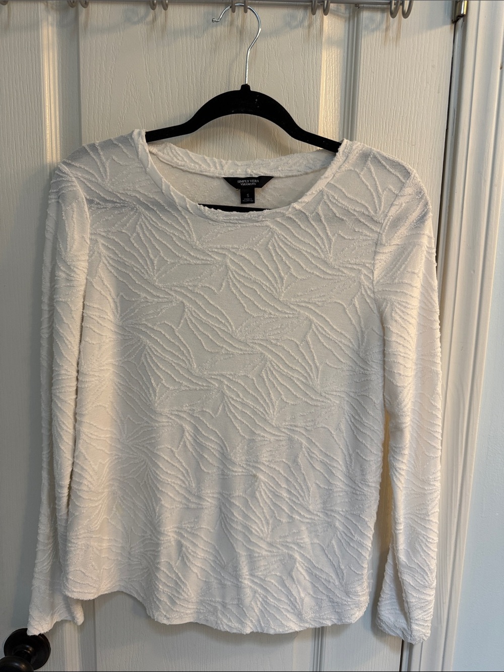 Simply Vera Vera Wang Cream Textured Long-Sleeve Tee
